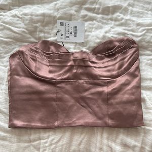 Copper colored Zara strapless crop top size small